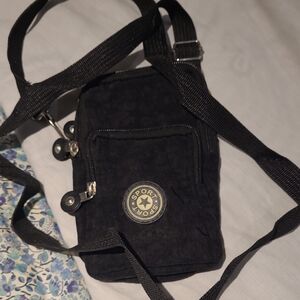 Black Sporto Shoulder Belt Bag with Logo Patch
